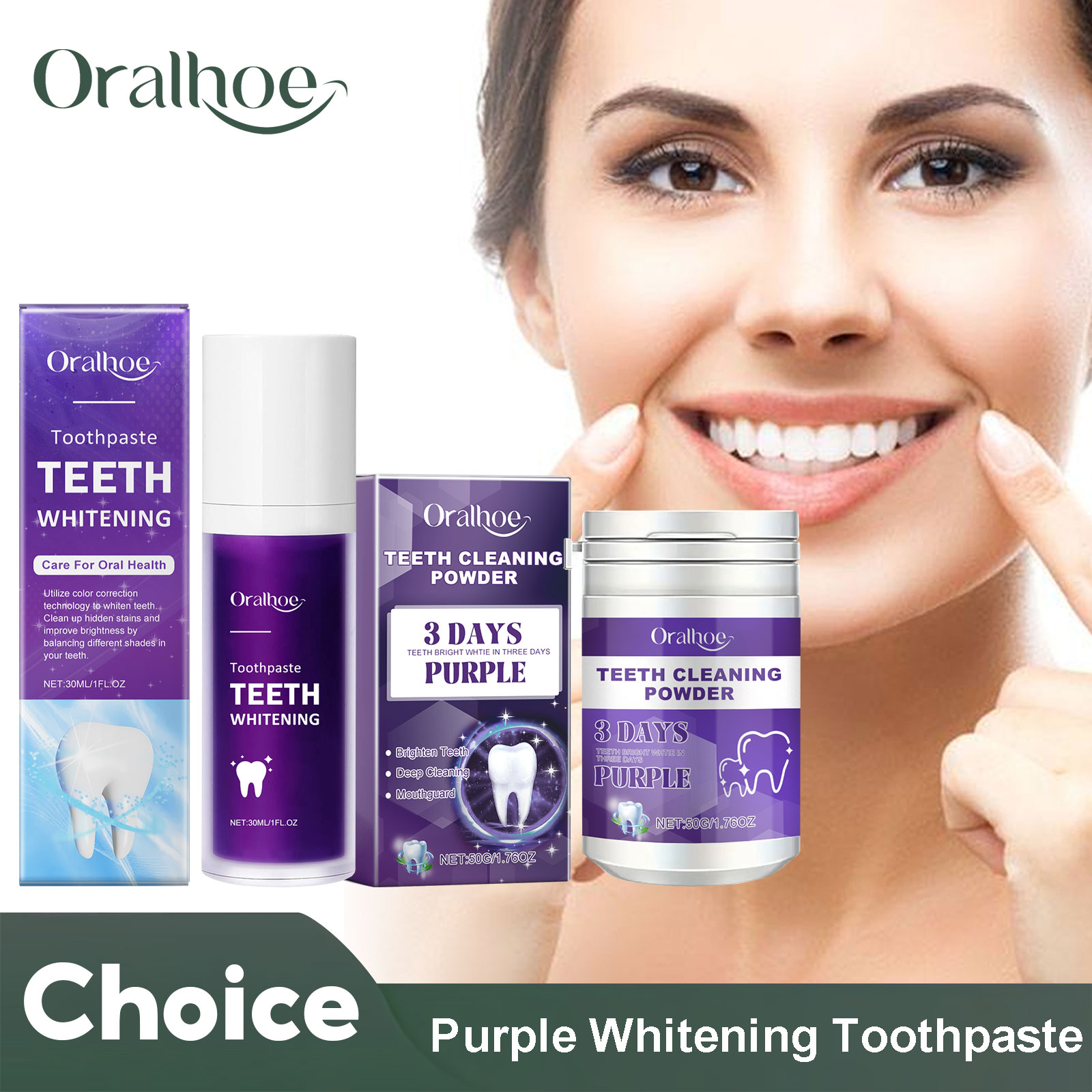 Teeth Whitening Ai - Purple Corrector Teeth Whitening Toothpaste Deep