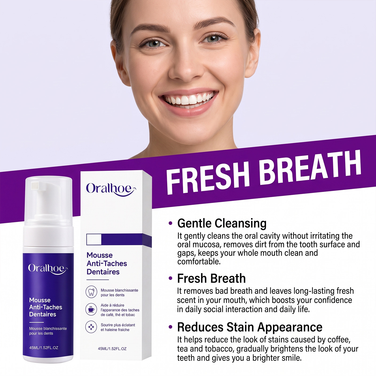 Purple Toothpaste Mousse Foam  - Teeth Whitening Foam ulasan dan harga